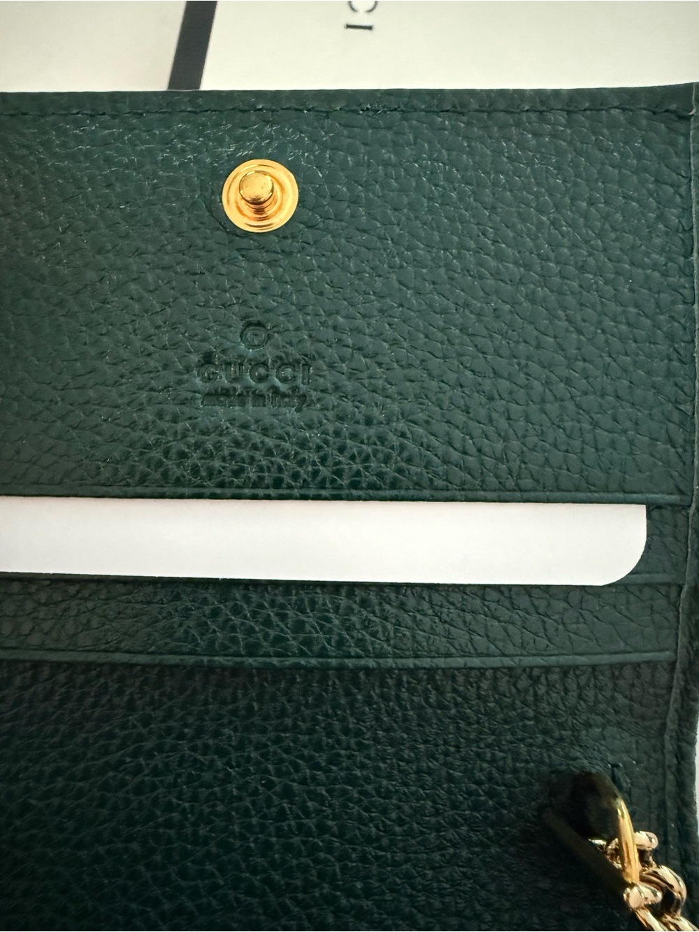 Gucci Zumi Leather Card Case Wallet with Gold Chain - Picture 6 of 11